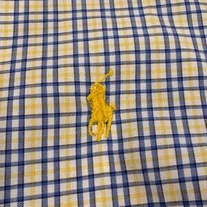 Vtg Ralph Lauren Shirt Men XL White Blue Plaid Classic Fit Button Up Long Sleeve
